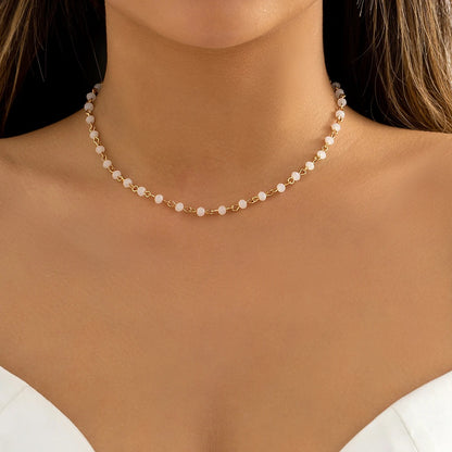 Person Wearing Bead Necklace Women in White