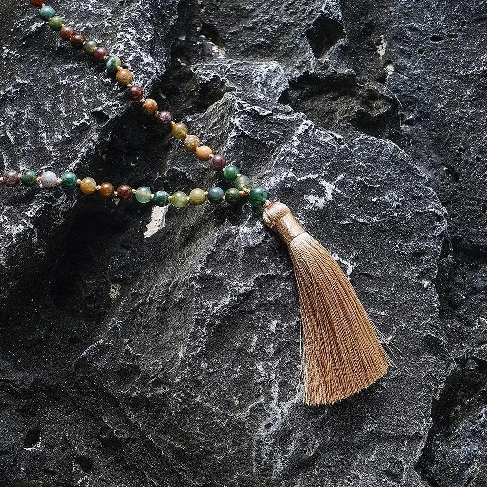 Indian Bead Necklace on a stone background